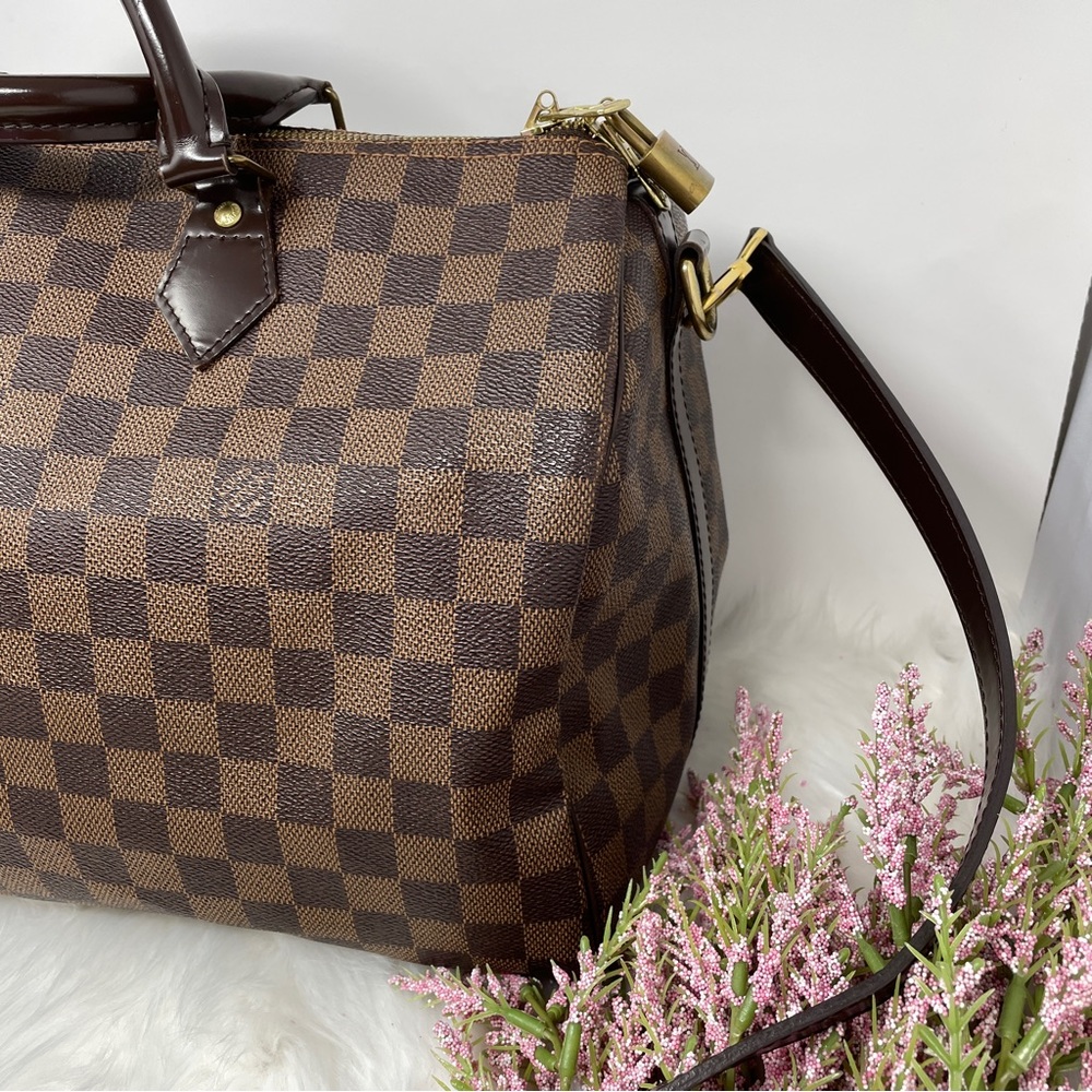 114 Pre Owned Authentic Louis Vuitton Damier Ebene Speedy 35 Bandouliere SP1144 - Picture 5 of 16